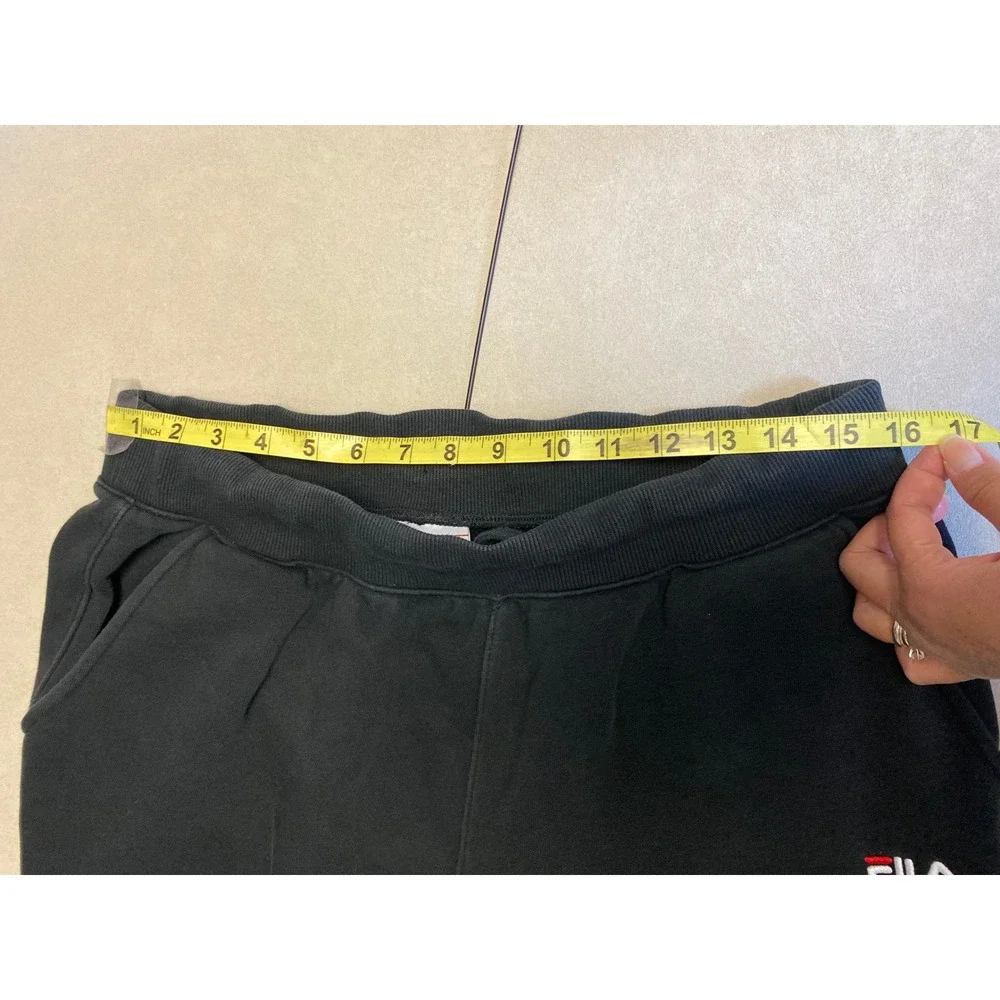 Fila Mens Black Fleece Jogger Sweatpants Size Large Tapered Logo Sweats